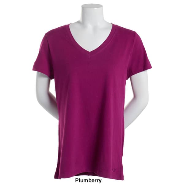 Womens Calvin Klein Performance Embroider Short Sleeve V-Neck Tee