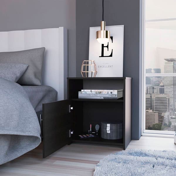 FM FURNITURE Bristol Black Nightstand