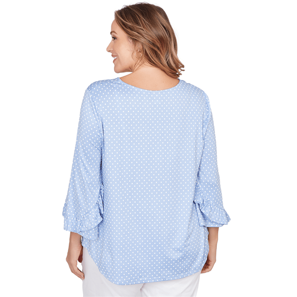 Plus Size Ruby Rd. California Dreaming Ruffle Sleeve Dot Blouse