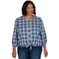 Women''s Ruby Rd. Romance On The Ranch Plaid Tied Button Front Top - image 1