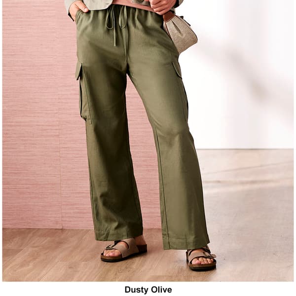 Plus Size Architect&#174; Elastic Waist Cargo Pocket Linen Pants