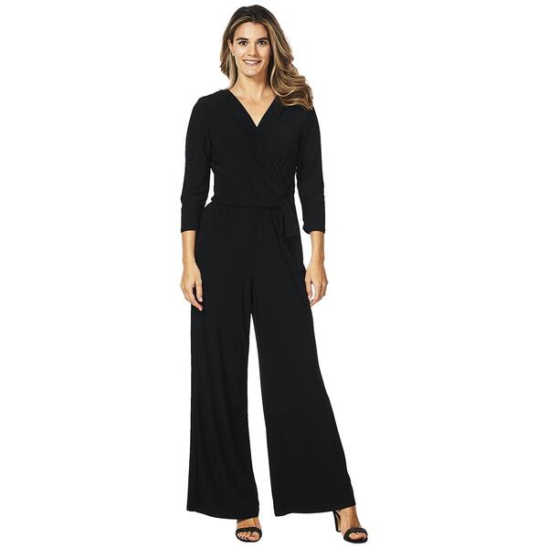 Petite MSK 3/4 Sleeve Surplice Neck Solid Jumpsuit - image 