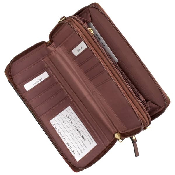 Bueno Double Zip Ring Floral Crossbody Wallet