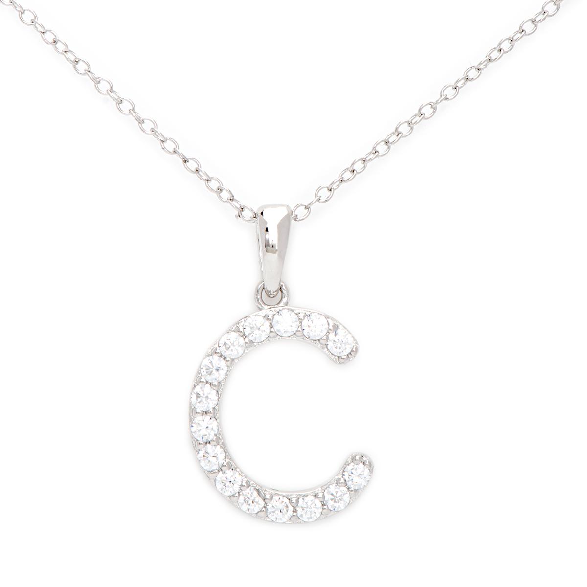 Gianni Argento Silver Initial Pendant Necklace - C
