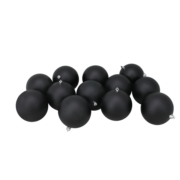 Northlight 12ct. Matte Shatterproof Christmas Ball Ornaments-Blk - image 