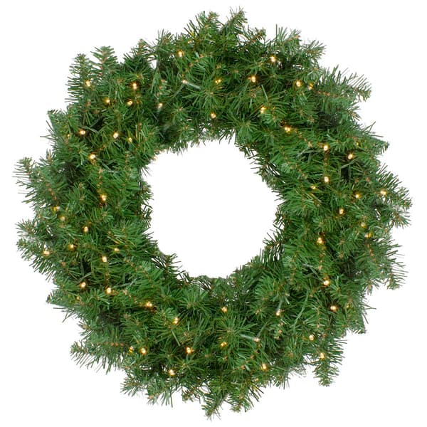 Pre-Lit Whitmire Pine Artificial Christmas Wreath - 24-Inch  Warm