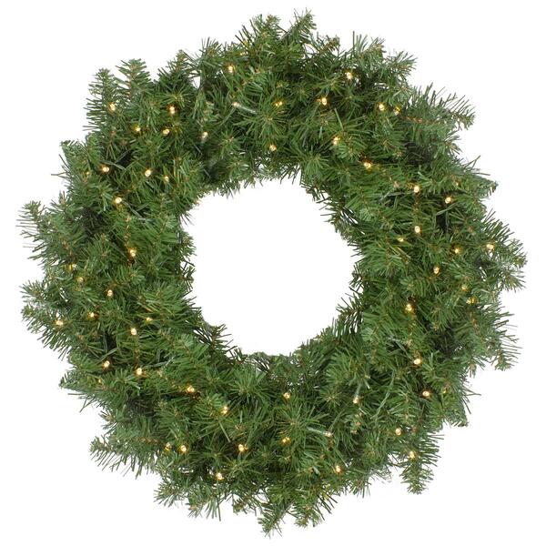 Pre-Lit Whitmire Pine Artificial Christmas Wreath - 24-Inch  Warm - image 
