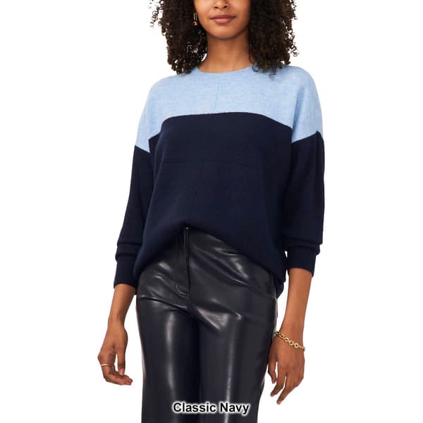 Womens Vince Camuto Long Sleeve Color Block Crew Neck Sweater