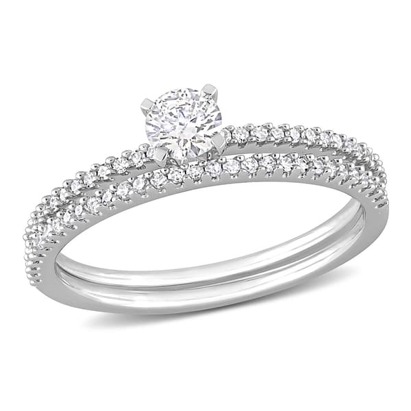 Diamond Classics(tm) 14kt. White Gold 1/2ct. Diamond Bridal Ring Set - image 