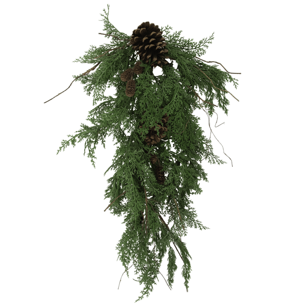 Northlight 26in. Pinecone & Cedar Christmas Teardrop Swag