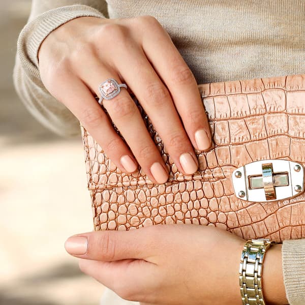 Gemstone Classics&#8482; 14kt. Rose Gold Halo Morganite Ring