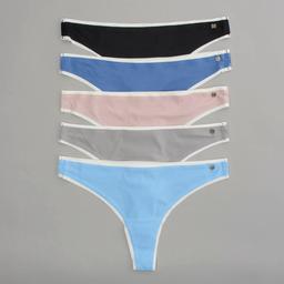Womens Lucky Brand 5pk. Rib Laser Cut Thong Panties LVD87483