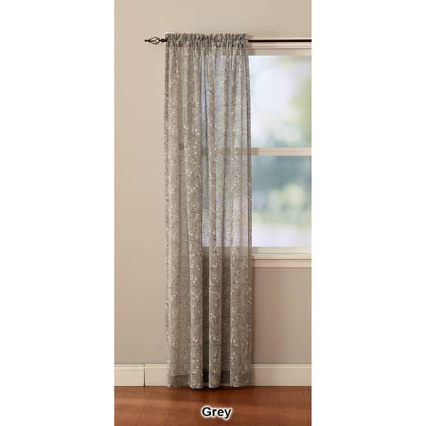 Willow Print Linen Textured Rod Pocket Curtain Panel