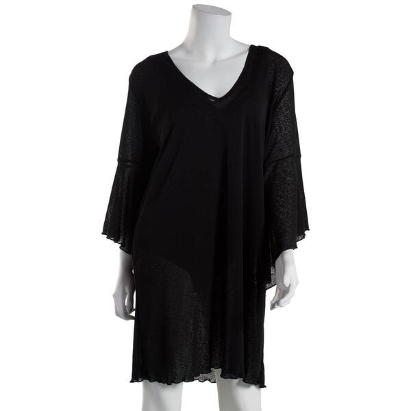 Plus Size Cover Me Tunic Long Sleeve V-Neck Onion Cover Up - image 