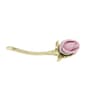 1928 Gold-tone Pink Long Stem Genuine Porcelain Rose Pin - image 1