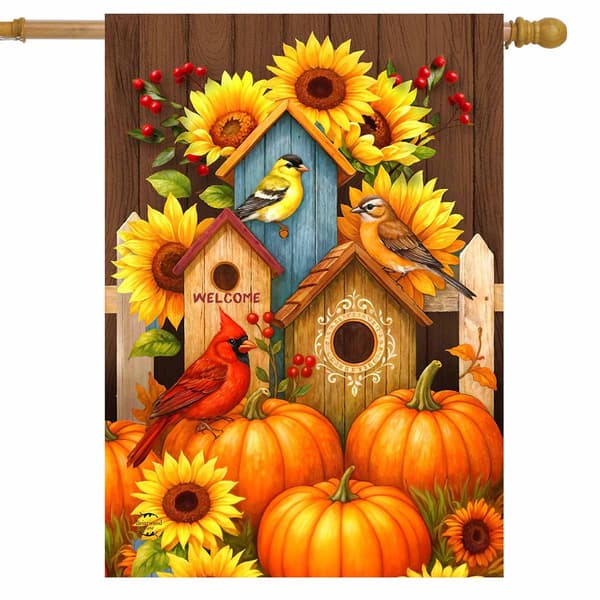 Briarwood Lane Fall Birdhouse Trio House Flag - image 