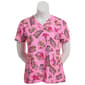 Womens Short Sleeve Flintstones Stars Retro Pajama Scrub Top - image 1