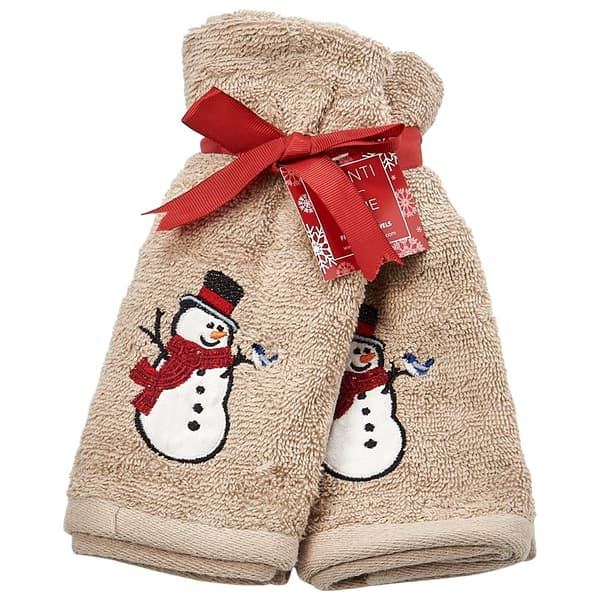 Avanti Snowman Tree & Bird 2pk. Fingertip Towel - image 