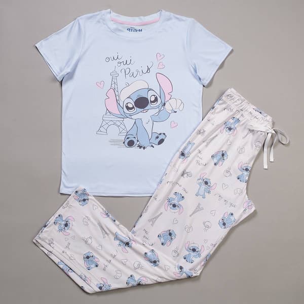 Juniors Stitch “Oui Oui Paris” Short Sleeve Long Leg Pajama Set