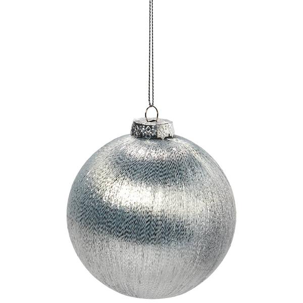 Silver Silk-Look Shatterproof Ball Ornament - image 