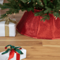 Northlight Shiny Red Fabric Hexagonal Christmas Tree Collar - image 2