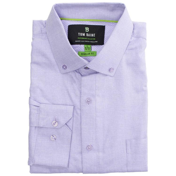 Mens Tom Baine Regular Fit Textured Dress Shirt - Lilac