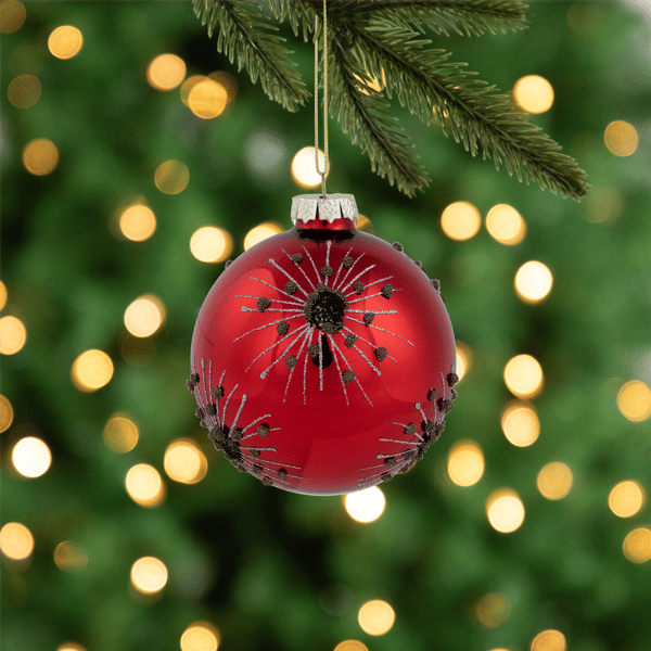 Northlight Glittered Starburst Christmas Glass Ball Ornament