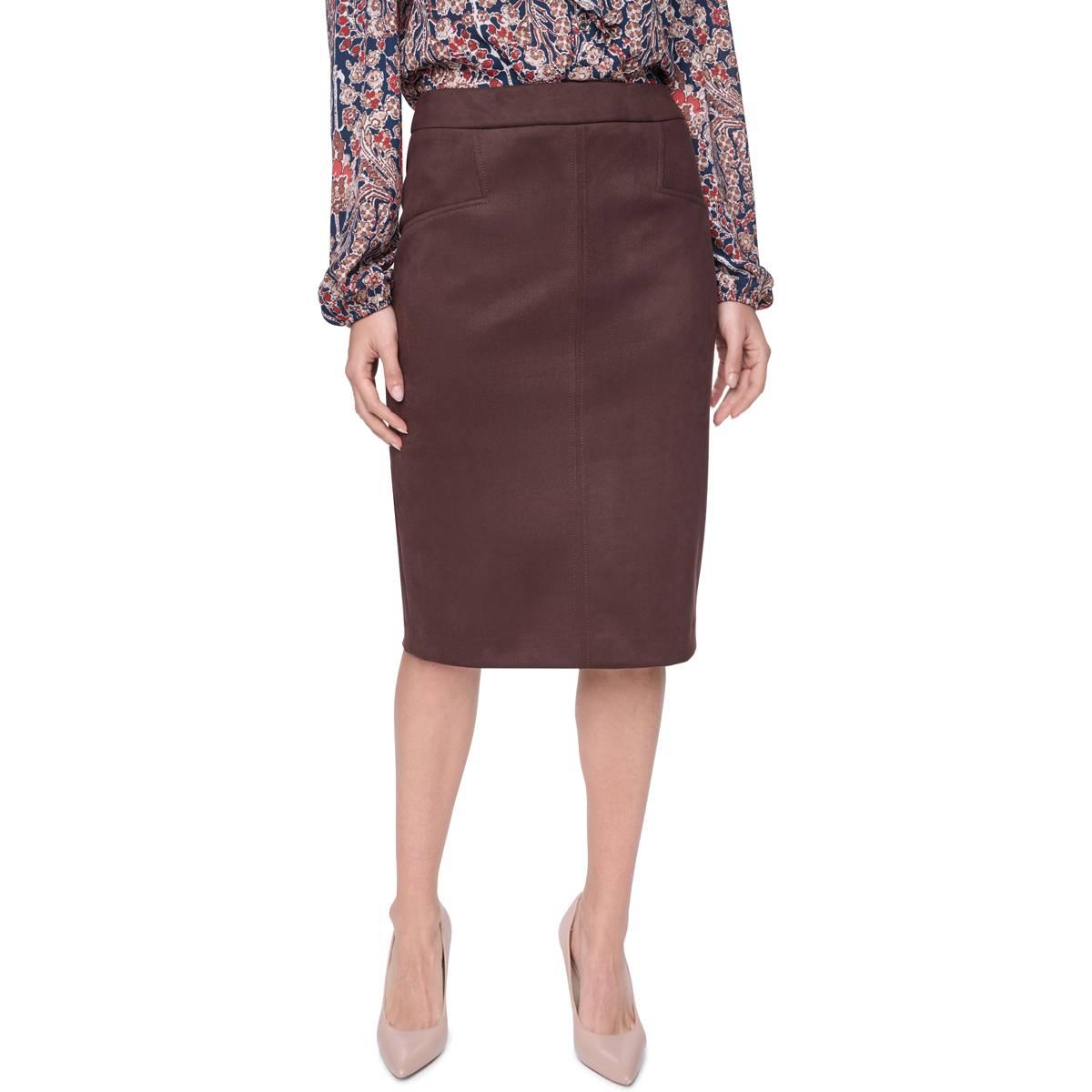 Womens Tommy Hilfiger Pull On Faux Suede Pencil Skirt