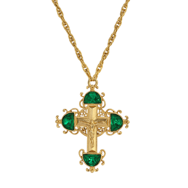 Symbols of Faith Gold-Tone Cross Color Crystal Necklace - image 
