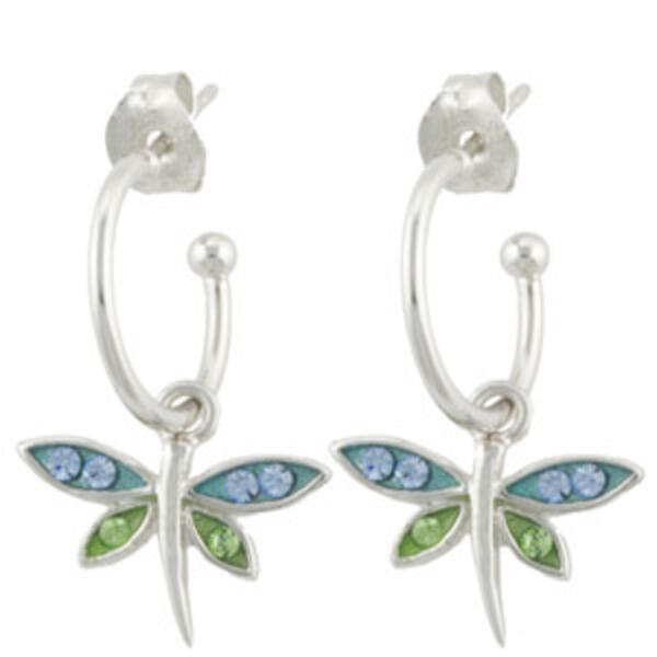 Dragonfly Charm Hoop in Fine Silver Plate Earrings - image 