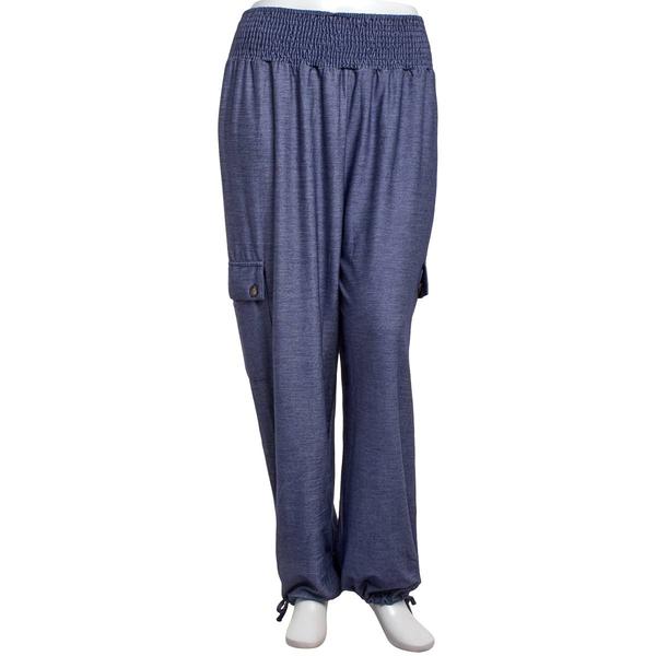 Plus Size NY Collection Pull On Smocked Waist Denim Pants