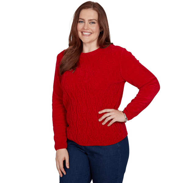 Womens Alfred Dunner Classics Cable Knit Chenille Sweater