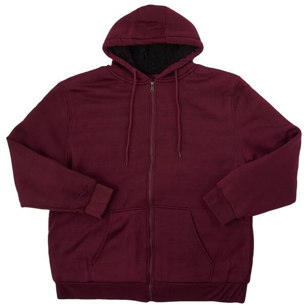 Capreze Men Fleece Hoodies Full Zip Outwear Solid Color Hooded Sweatshirt  Thick Plush Jacket Long Sleeve Sherpa Lined Sweatshirts Coat Red M 