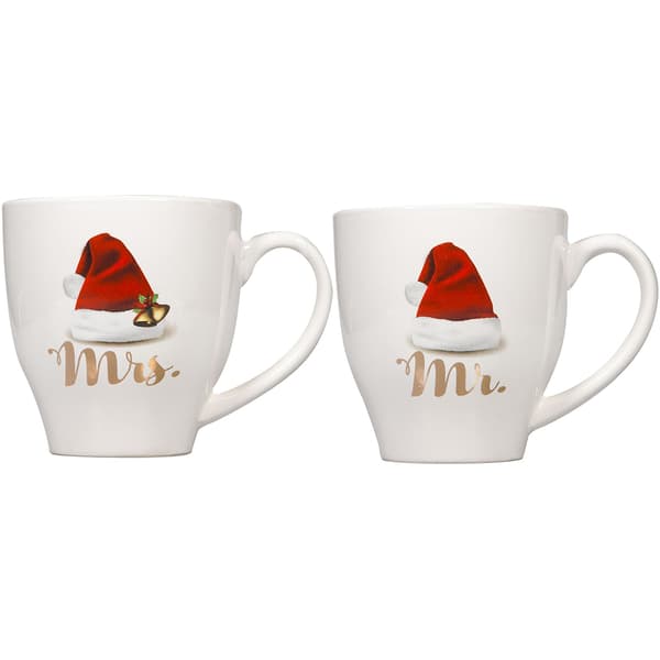 Home Essentials Mr. and Mrs. Christmas Mugs - image 