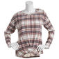 Womens Tru Self Long Sleeve Twist Front Plaid Blouse - White Cafe - image 1