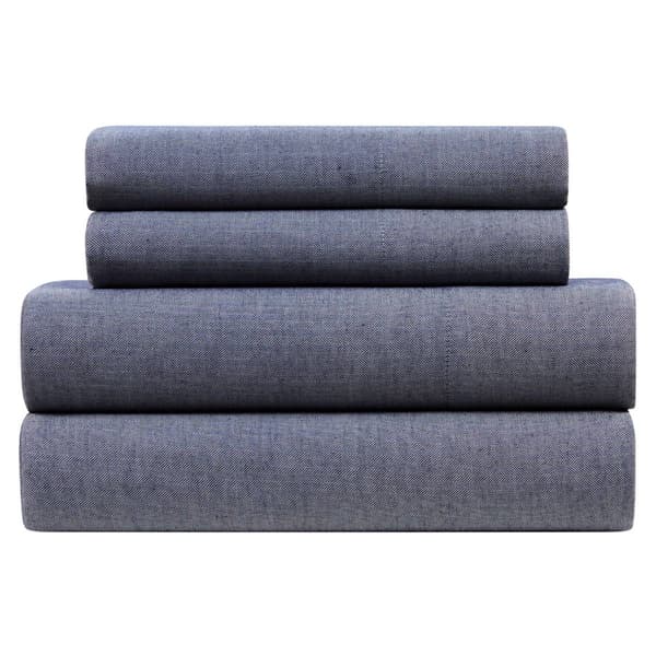 Kathy Ireland Herringbone Twill 4pc. Cotton Rich Sheet Set