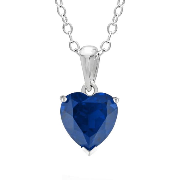 Sterling Silver Sapphire Heart Pendant - image 