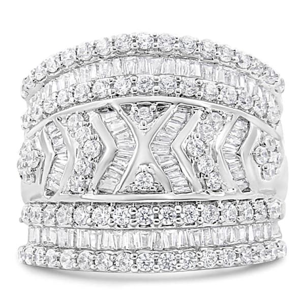 Haus of Brilliance Sterling Silver 2ctw. Diamond Statement Ring