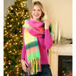 Womens Renshun Striped Plaid Scarf with Noodle Fringes - image 1