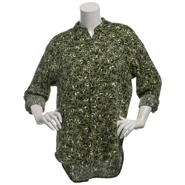 Womens Gloria Vanderbilt Amanda Casual Button Down-Light Frontier