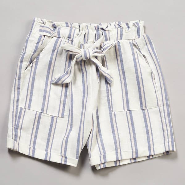 Girls (7-14) 1st Kiss(R) Stripe Paperbag Waist Cotton Shorts - image 