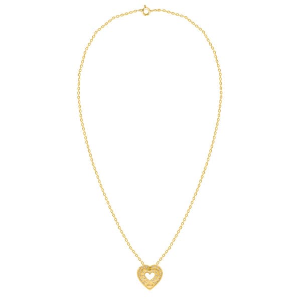 Nova Star® Gold-Plated Lab-Grown Diamond 2-Row Heart Pendant