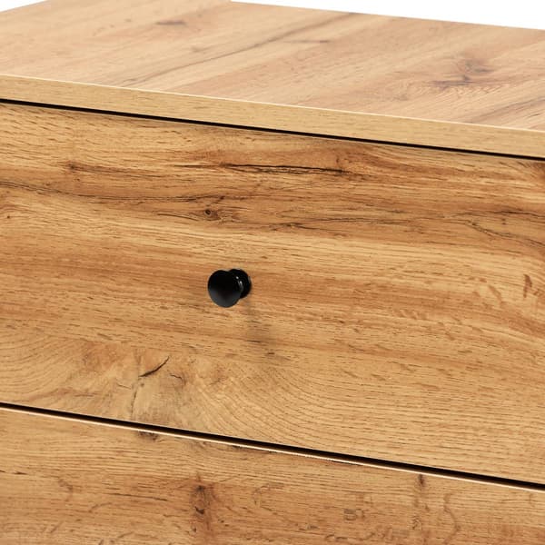 Baxton Studio Decon Oak Brown Wood 3-Drawer Storage Chest