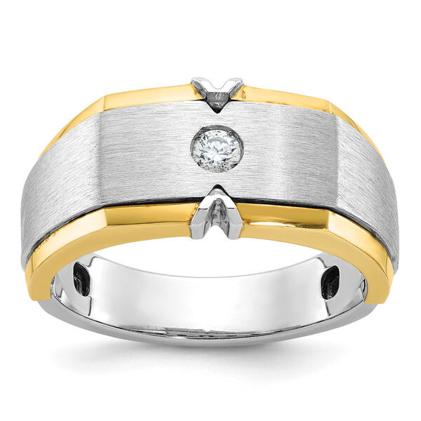 Mens Gentlemens Classics&#40;tm&#41; 14kt. Two Tone Satin Diamond Ring - image 