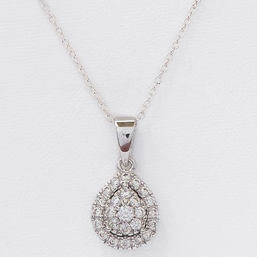 Diamond Simulate Halo Teardrop Pendant Necklace - image 
