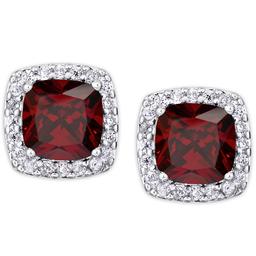 Gianni Argento Lab Ruby Cushion Stud Earrings