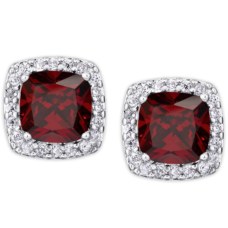 Gianni Argento Lab Ruby Cushion Stud Earrings