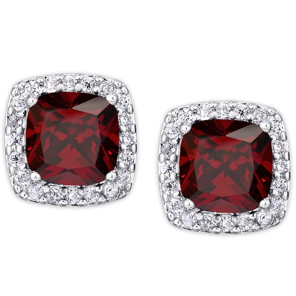 Gianni Argento Lab Ruby Cushion Stud Earrings - image 