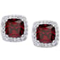 Gianni Argento Lab Ruby Cushion Stud Earrings - image 1