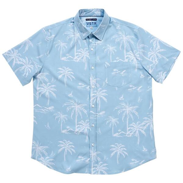 Young Mens VSTR Palm Trees Stretch Button Down Shirt - Sky - image 